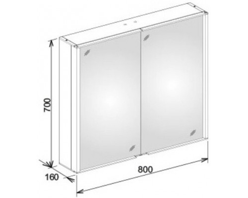 12802171301 ROYAL MATCH Зеркальный шкаф 800700160 мм LED подсветка вертикальная 12802171301