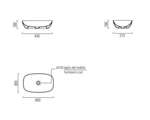 978311 NUBES Раковина 60х38, накладная, цвет белый 978311