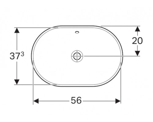 500.728.01.2 Geberit VariForm Раковина встраиваемая в столешницу эллиптической формы, 60х40 см, без отв. под смеситель, с отв. перелив 500.728.01.2