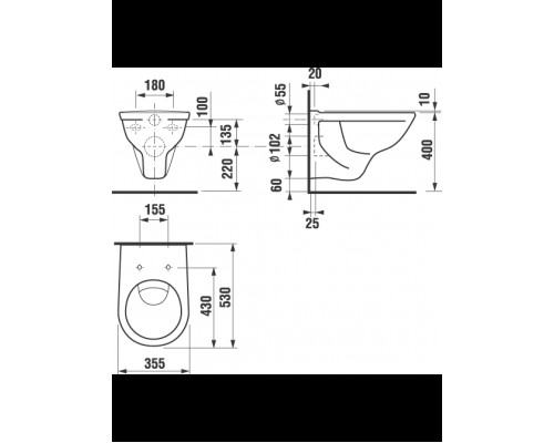 LYRA-DINO 2137.0.000.000.1 унитаз подвесной, вертикальный смыв 2137.0.000.000.1