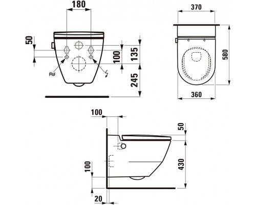 8.2060.1.400.000.1 CLEANET NAVIA Подвесной унитаз-биде, безободковый rimless 8.2060.1.400.000.1