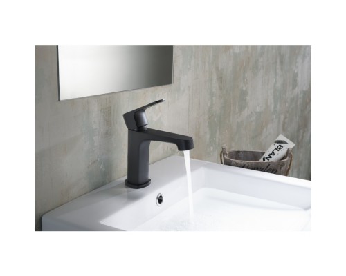 AQ1210MB ОБЕРОН смеситель для раковины 98, без донного клапана, матовый черный AQ1210MB