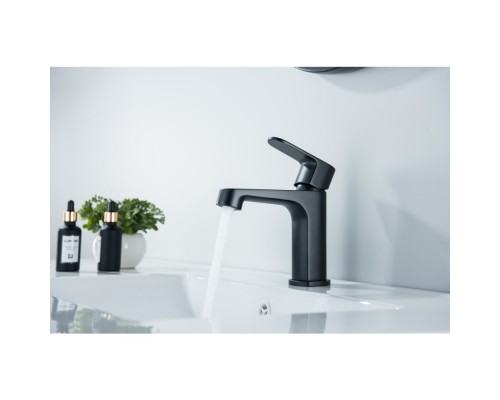 AQ1210MB ОБЕРОН смеситель для раковины 98, без донного клапана, матовый черный AQ1210MB