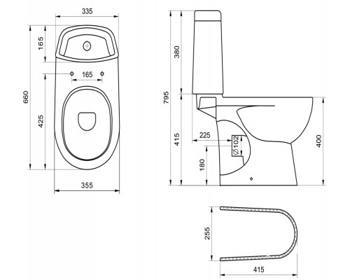 1.WH50.1.856 ОСТИН Унитаз-компакт 2РА сиденье дюропласт softclose, тонкое (12 шт = 1 палет) 1.WH50.1.856