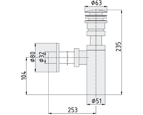 102119055C1EX сифон для раковины, матовый черный 102119055C1EX
