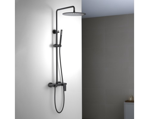 AQ2440MB ЛИРА душевая система (смеситель для ванны) 300мм, матовый черный AQ2440MB