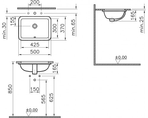 5474B003-0618 S 20 раков.встр.снизу 43см, цв.белый 5474B003-0618
