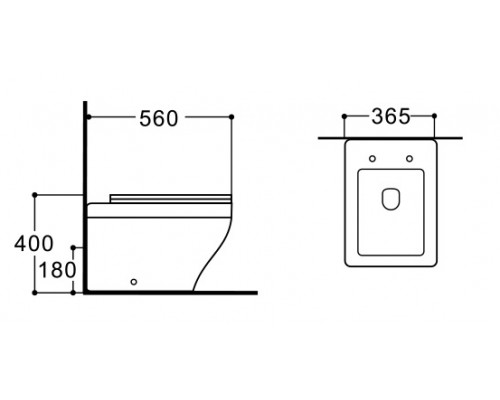 AQ1964-00 АМАДЕО Унитаз приставной безободковый 560365400 мм, тонкое сиденье с механизмом плавного закрывания, крепеж AQ1964-00