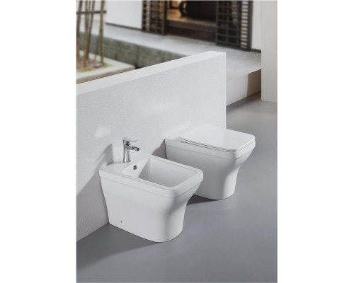 AQ1964-00 АМАДЕО Унитаз приставной безободковый 560365400 мм, тонкое сиденье с механизмом плавного закрывания, крепеж AQ1964-00