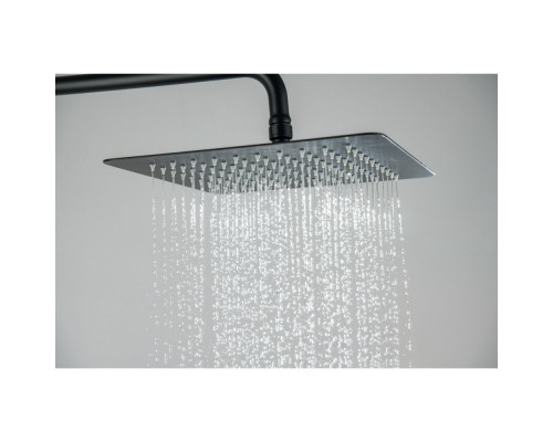 AQ2465MB ЛИРА душевая система (смеситель для душа) 250х250мм, матовый черный AQ2465MB