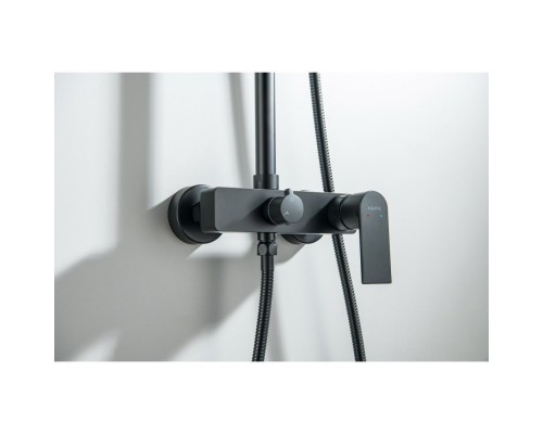 AQ2465MB ЛИРА душевая система (смеситель для душа) 250х250мм, матовый черный AQ2465MB