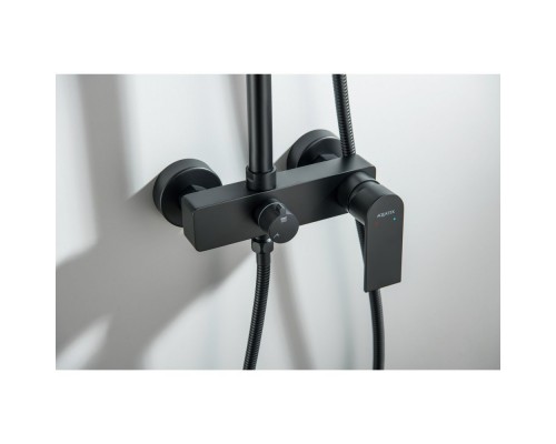 AQ2465MB ЛИРА душевая система (смеситель для душа) 250х250мм, матовый черный AQ2465MB