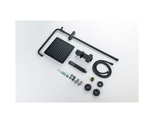 AQ2465MB ЛИРА душевая система (смеситель для душа) 250х250мм, матовый черный AQ2465MB