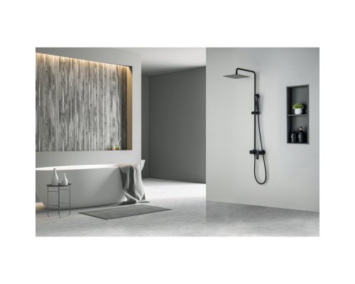 AQ2465MB ЛИРА душевая система (смеситель для душа) 250х250мм, матовый черный AQ2465MB