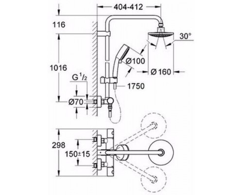 27922000 Tempesta Cosmopolitan 160 Душевая система с термостатическим смесителем, хром 27922000