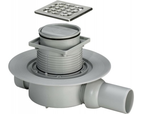 583217 Advantix трап,сухойзатвор, решетка из нерж.100х100 мм (насадка с установ. рамкой из пластика, В=10-40 мм), 0,4 л/сек., пласт/серый 583217