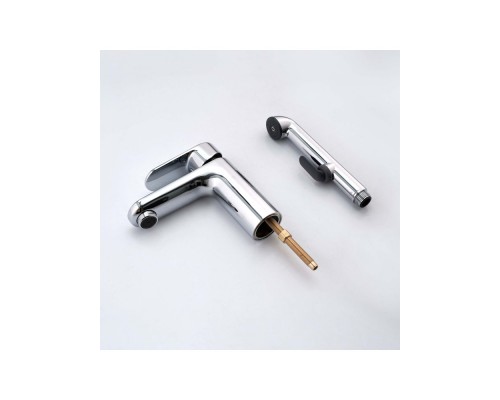 AQ1812CR НИКА смеситель для раковины 90 без донного клапана с гигиеническим ручным душем AQ1812CR