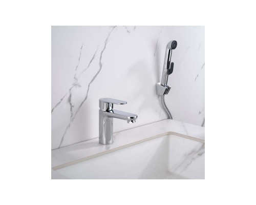 AQ1812CR НИКА смеситель для раковины 90 без донного клапана с гигиеническим ручным душем AQ1812CR