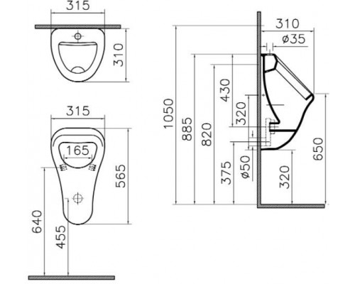 6202b003-0198 Arkitekt писсуар, подвод воды сверху VitrA 6202b003-0198