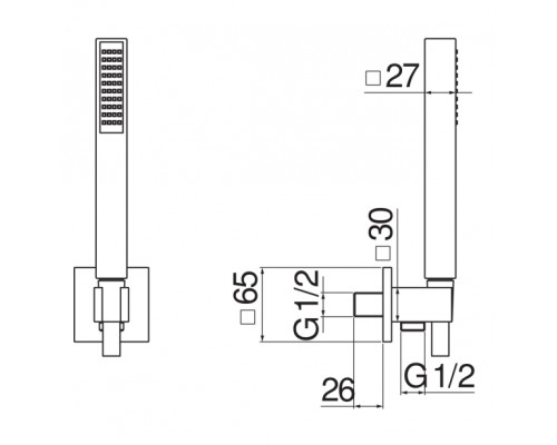 AD146/30CR шланговое подсоединение с душевым набором AD146/30CR