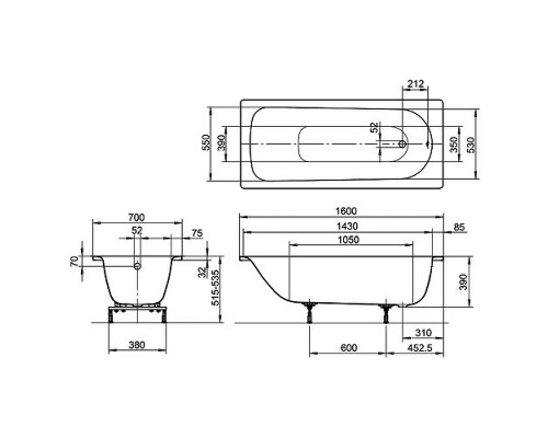 Ванна Eurowa ванна мод. 311-1 160х70 119712030001