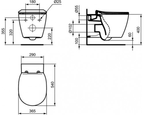 E047901 Connect Aquablade подвесной унитаз с полностью скрытым креплением E047901