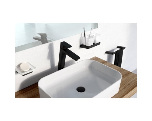 Смеситель для умывальника без донного клапана TD F 015.20 высокий черный X070151