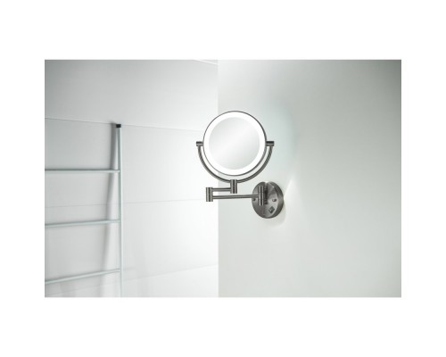 AQ4912BGM зеркало косметическое настенное с подсветкой 5х, оружейная сталь (шлиф. черный хром) AQ4912BGM