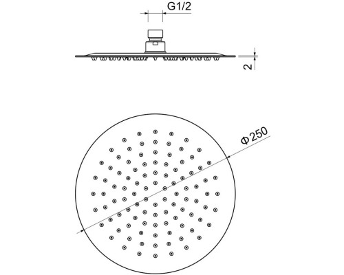 AQ2073BGM круглый верхний душ 2502 мм, оружейная сталь (шлиф. черный хром) AQ2073BGM