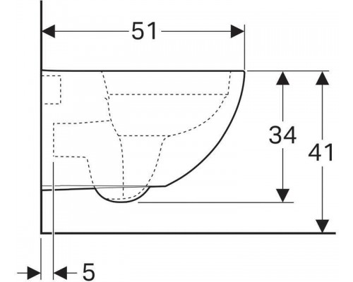 500.600.01.2 Acanto унитаз 510х355 подвесной, закрытая форма, Rimfree, Белый 500.600.01.2