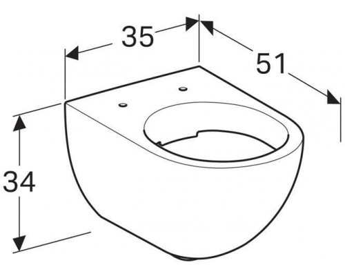 500.600.01.2 Acanto унитаз 510х355 подвесной, закрытая форма, Rimfree, Белый 500.600.01.2