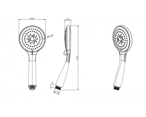 AQ2003MB ВЕГА ручной душ 3jet, матовый черный AQ2003MB