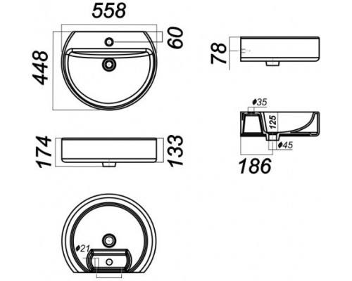 BEST 55 Умывальник пьедестальный ВКС Белый S1 (WB.PD/Best/55-C/WHT.G/S1) WB.PD/Best/55-C/WHT.G/S1