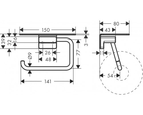 41772670 HG AddStoris бумагодержатель с полкой матовый черный 41772670
