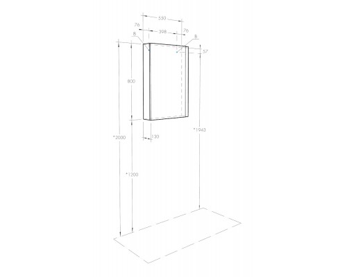1A257702AHB20 Зеркальный-шкаф Кантри 55 Белый/Дуб Верона 1A257702AHB20