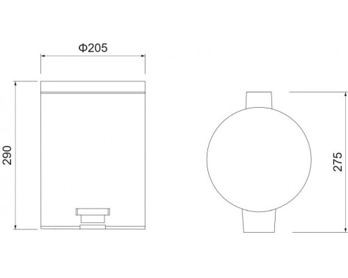 AQ4991CR корзина для мусора с педалью, 5л, полир. хром AQ4991CR
