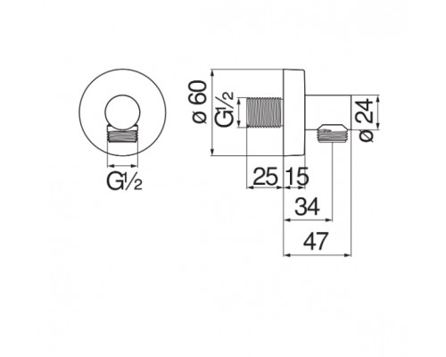 AD150/12FLP шланговое подсоединение, глянцевый черный AD150/12FLP