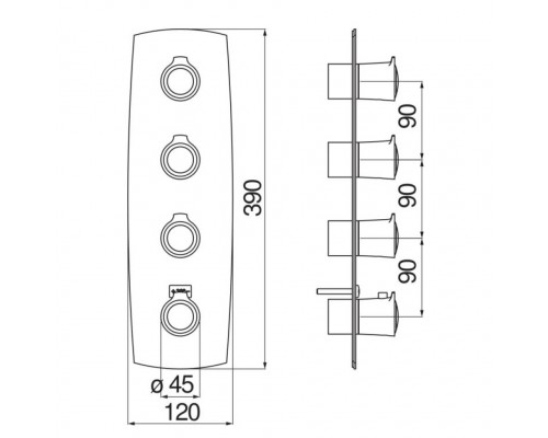 SI98104CR SOFI термостатический смеситель для ванны 4 выхода (внешняя часть) SI98104CR