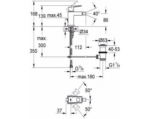 23138000 Eurocube Смеситель д.биде,слив.гарнитур, хром 23138000