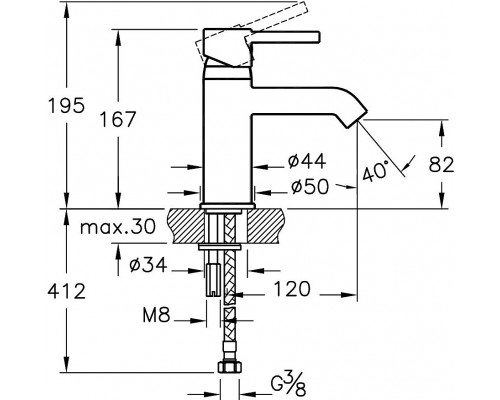 A41984EXP Cмеситель для раковины Minimax S VitrA A41984EXP