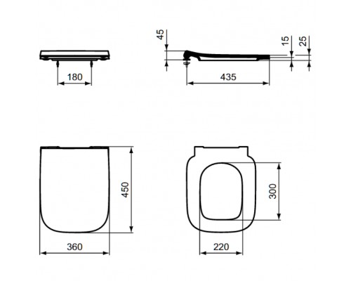 T500301 Ideal Standard i.life B УльтраТонкое сиденье и крышка с функцией плавного закрытия, дюропласт T500301