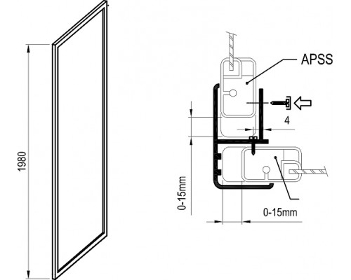 APSS-80 198 черный+Transparentl Supernova душевая стенка 940403R2Z1
