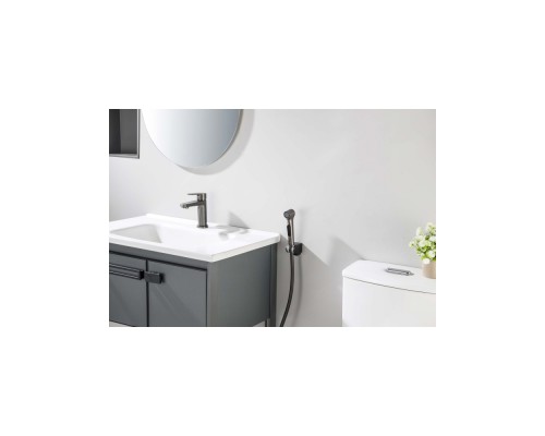 AQ1712BGM ЛУГАНО смеситель для раковины 106 с гигиеническим ручным душем, оружейная сталь AQ1712BGM