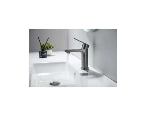 AQ1712BGM ЛУГАНО смеситель для раковины 106 с гигиеническим ручным душем, оружейная сталь AQ1712BGM