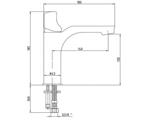 102108986HEX MYRA смеситель для раковины 130 без донного клапана 102108986HEX