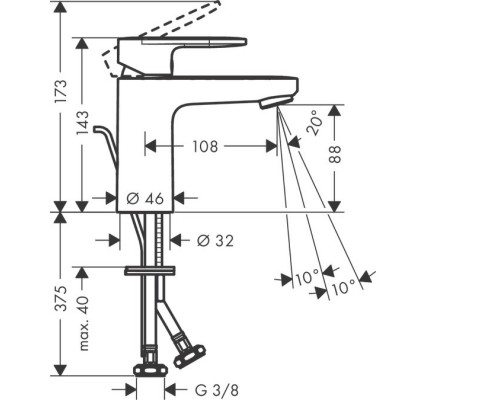 71558000 HG Vernis Blend смеситель для раковины 70,без донного клапана 71558000