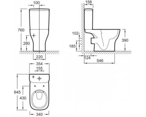 UJAJ102-WTE Struktura чаша напольного унитаза rimless, белая UJAJ102-WTE