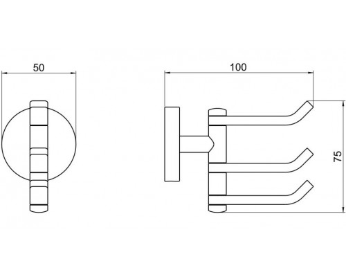 AQ4632MB БЕТТА крючок тройной, матовый черный AQ4632MB