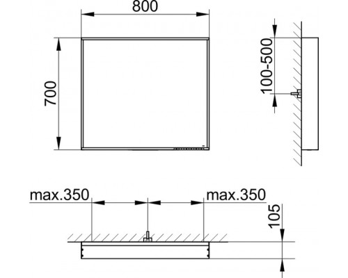 33097182500 PLAN Зеркало с подсветкой 800x105х700 mm кашемир 33097182500