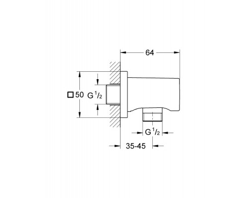 27076000 Rainshower Подключение для душевого шланга с квадратной розеткой, хром 27076000